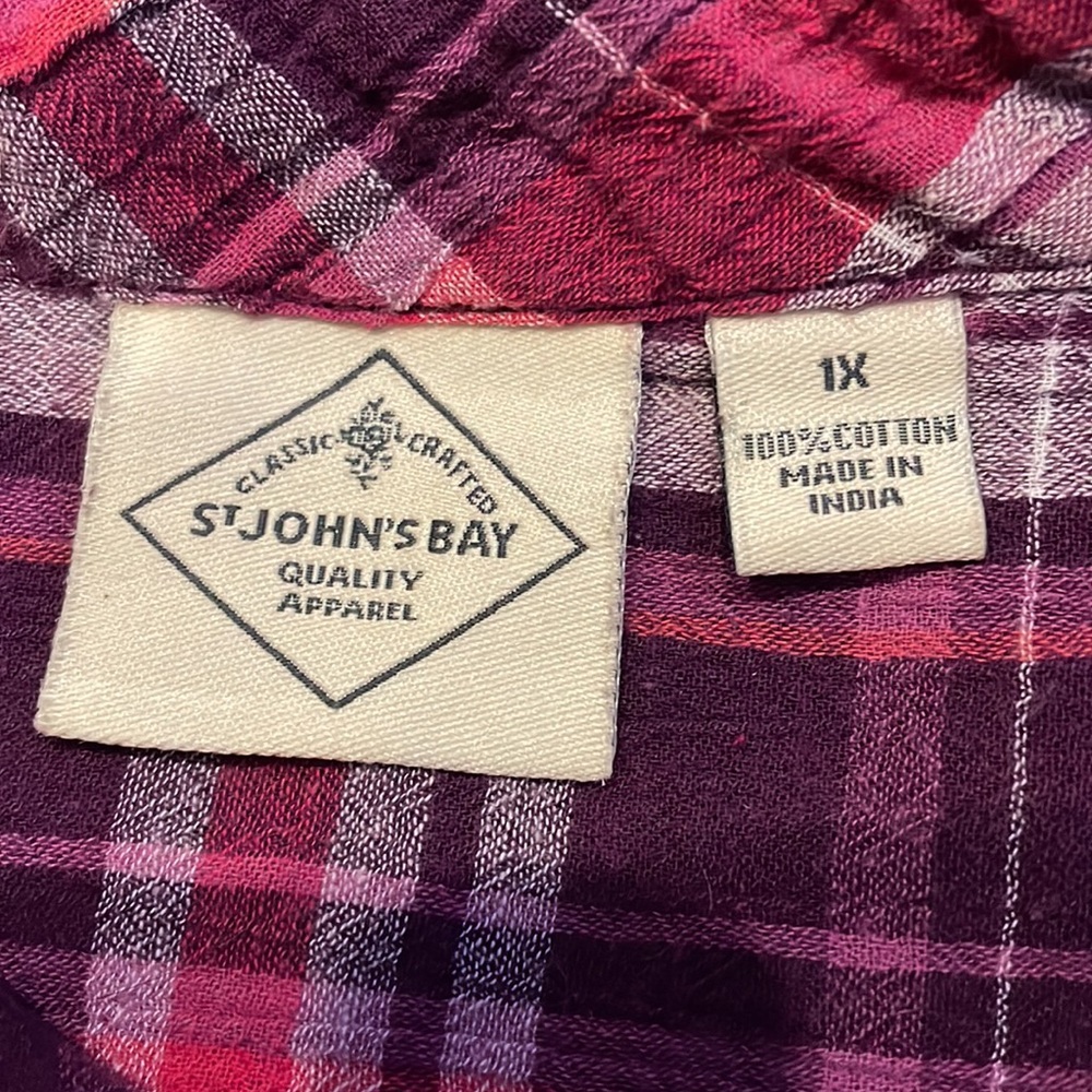Women’s St John’s Bay Long Sleeve Plaid button down shirt 1X - Picture 5 of 5
